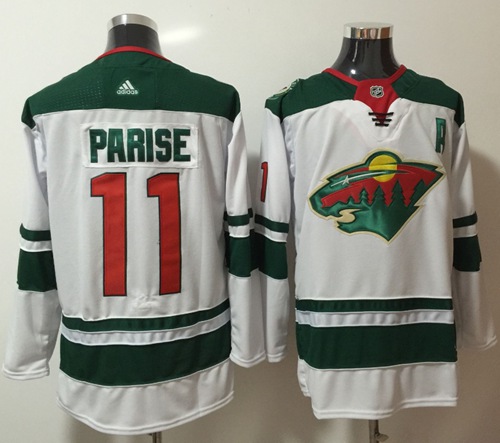 Adidas Wild #11 Zach Parise White Road Authentic Stitched NHL Jersey - Click Image to Close